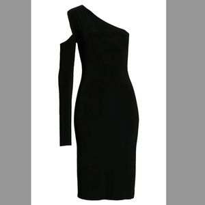 Norma Kamali cold shoulder dress.